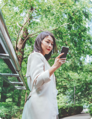 A lady using her mobile